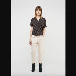 Isabel Marant Étoile Jarvis Voile Black Patterned Short Sleeve Blouse 36 / US S